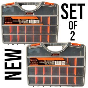 SET OF 2 NEW 21 Compartment Plastic Portable Small Parts Organizer Tool Box